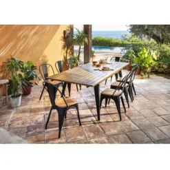 Chaise empilable Fabrik métal et bois