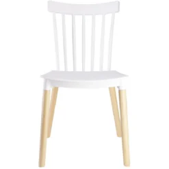 Chaise Lida blanche avec pieds en bois naturel x2