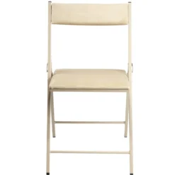 Chaise pliante Ninon métal et velours beige L43xP47xH78,5cm