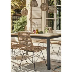 Chaise repas Bali acier et résine injecté marron 47x59xH85cm