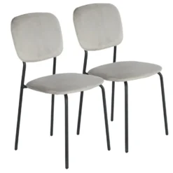 Chaise velours Morgane gris 49x45xH86cm x2