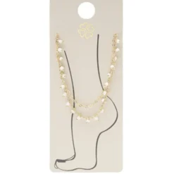 Chaîne de cheville argenté fer et laiton avec perles pendantes