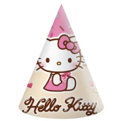 Chapeau de fête cône x6 Hello Kitty carton multicolore