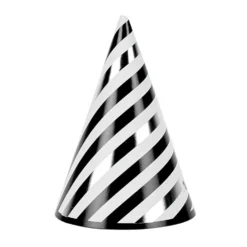 Chapeau de fête rayé noir et blanc en carton x 8