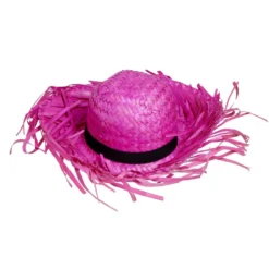 Chapeau de paille adulte rose