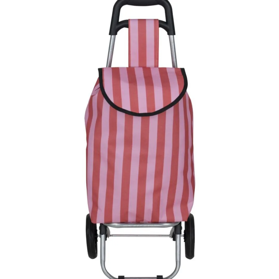 Chariot de course 25L rayures bayadères trolley avec 2 roulettes (2 modèles)