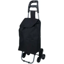 Chariot de courses, 2 roues triples, polyester noir - L.40xl.33xH.92