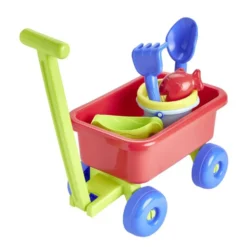 Chariot de plage garni pour enfant plastique 69,5x20xH20,5cm (7 pièces)