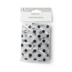 Charlotte de douche à pois plastique blanc et noir