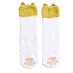 Chaussettes corgi mixte blanc et orange TU