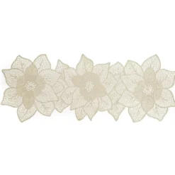 Chemin de table design fleur ajouré doré 35x90cm