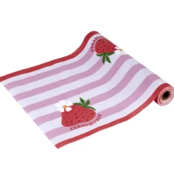 Chemin de table motif fraise polycoton 28x300cm