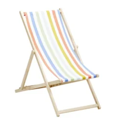 Chilienne agrafée Wood motif bayadère coton et bois 96x56xH96cm