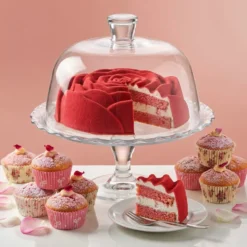 Cloche à gâteau en verre Ø26xH18,5cm avec support sur pied