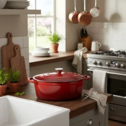 Cocotte ovale 4,3L fonte rouge tous feux dont induction 30x23xH11cm
