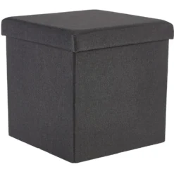 Coffre pouf Clara Noir - L38 x P38 x H37,5 cm
