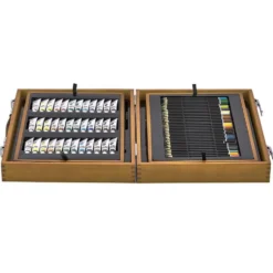 Coffret artiste en bois dessin et peinture 174 pièces