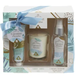 Coffret senteur avec bougie/crème mains/parfum d'intérieur