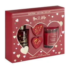 Coffret senteur avec diffuseur bâtonnets et bougies forme coeur (2 modèles)