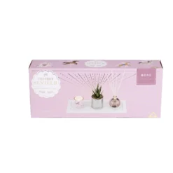 Coffret senteur bougie/plateau/diffuseur/plante artificielle