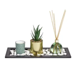 Coffret senteur bougie/plateau/diffuseur/plante artificielle