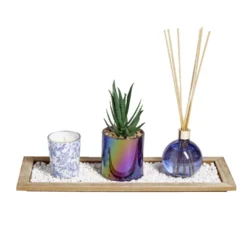 Coffret senteur bougie/plateau/diffuseur/plante artificielle