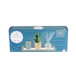 Coffret senteur bougie/plateau/diffuseur/plante artificielle