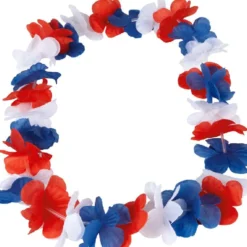 Collier de fleurs hawaien tricolore supporter France