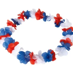 Collier de fleurs hawaien tricolore supporter France