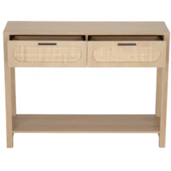 Console en bois et rotin Kanna 2 tiroirs 100x30xH75cm