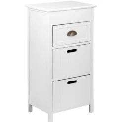 Console 3 tiroirs 1 poignée métal structure bois blanc 39x29xH76cm