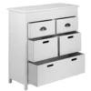 Console 5 tiroirs 2 poignées métal structure bois blanc 71x29xH76cm