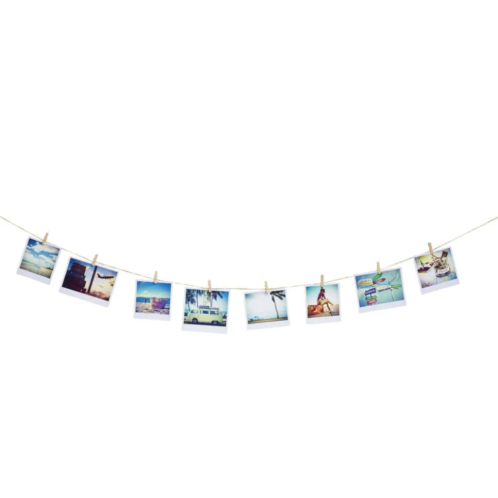 Corde à photo 10m avec 60 pinces en bois