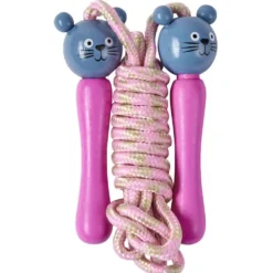 Corde à sauter poignée animal en bois L157cm