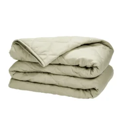 Couette 2 personnes 240x220cm tempérée microfibre lavée toucher doux uni vert kaki