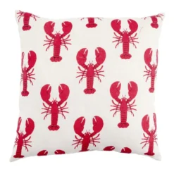 Coussin carré beige motif homard 40x40cm
