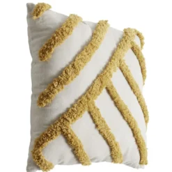 Coussin carré blanc écru tufté coloré 40x40cm (3 modèles)