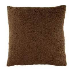 Coussin carré bouclette marron foncé 45x45cm