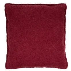 Coussin carré bouclette uni 60x60cm (2 modèles rouge ou marron)