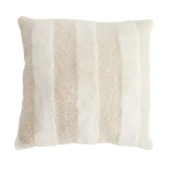 Coussin carré déco fourrure Teddy motif beige 45x45cm (2 modèles)