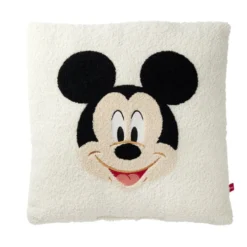 Coussin carré Disney bouclette motif personnage brodé 40x40cm (2 modèles)