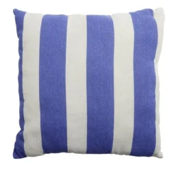 Coussin carré déperlant bayadère bleu et blanc 40x40cm