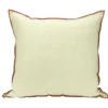 Coussin carré en lin et coton vert bord orange 45x45cm