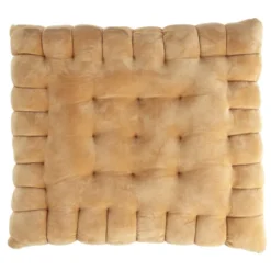 Coussin carré forme biscuit au beurre marron 40x40cm