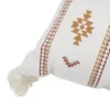 Coussin carré Indie blanc motif orange avec pompons 40x40cm