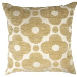 Coussin carré jacquard chenille fleur marron 40x40cm
