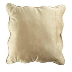 Coussin carré velours bords vague taupe 40x40cm