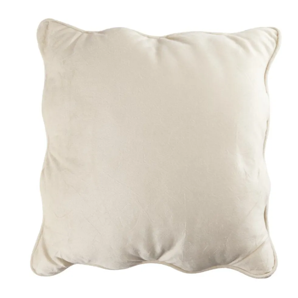Coussin carré velours bords vague beige 40x40cm