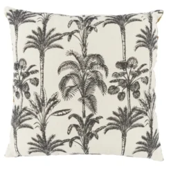 Coussin déco tropical 45x45cm beige et noir