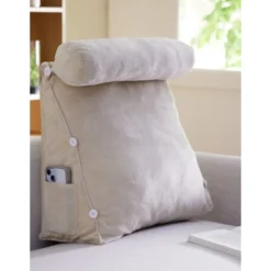 Coussin de lecture triangulaire coton beige 45x20xH45cm